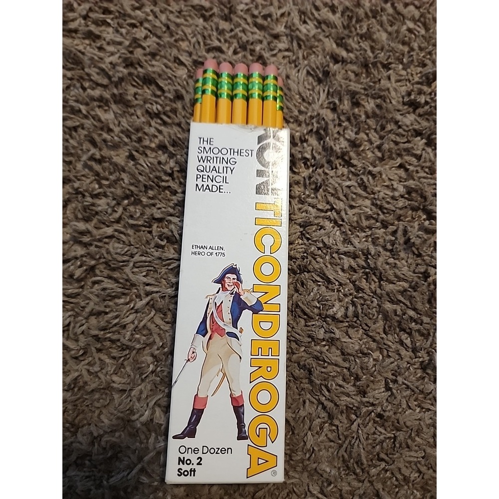 Vintage Dixon Ticonderoga‎ Pencils #2 Soft 11  Pack Ethan Allen Hero  1775